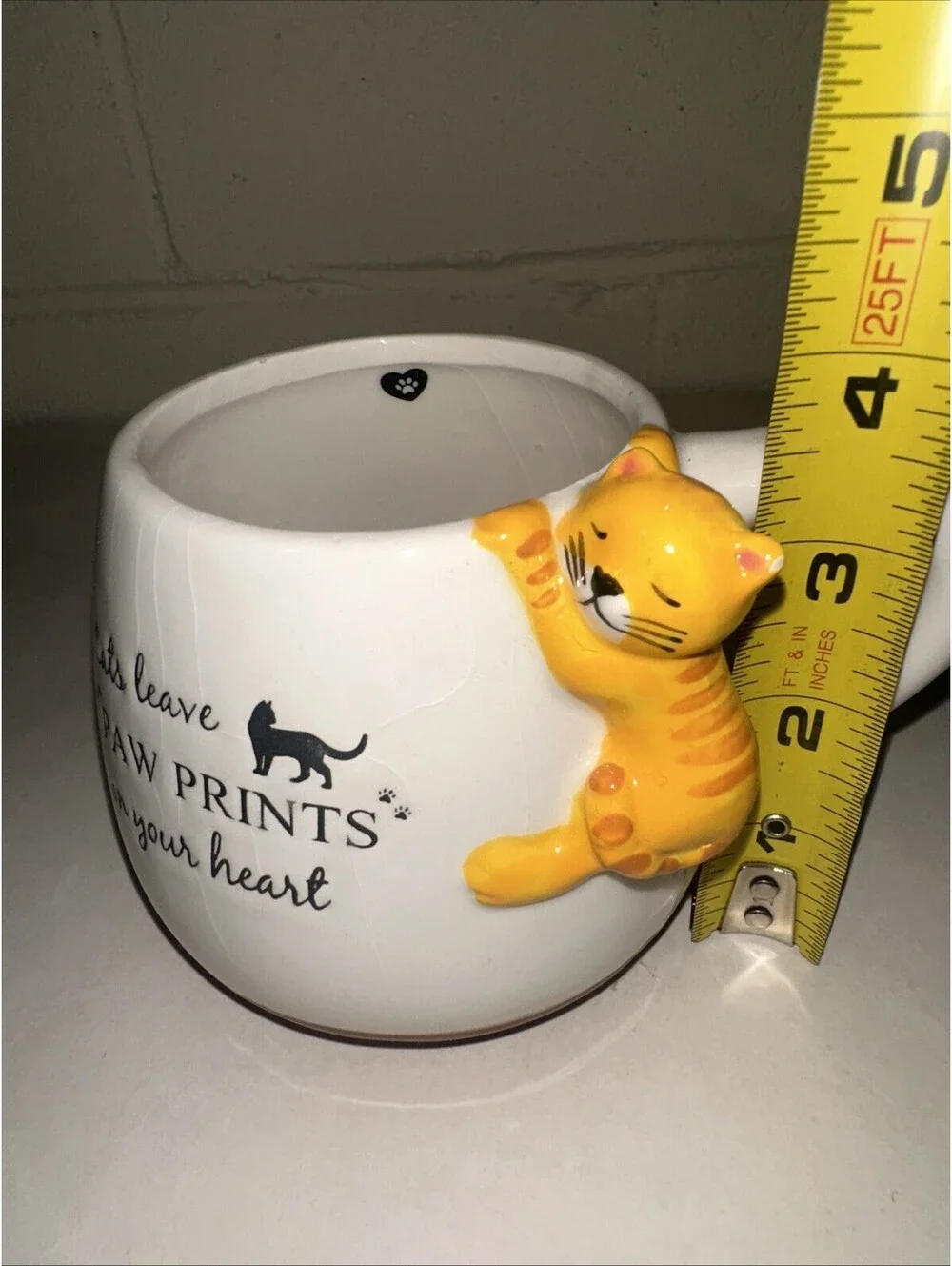 ECCOLO World Traveler 3D Cat Lady Mug Paw Prints Ceramic White Coffee Tea 2019